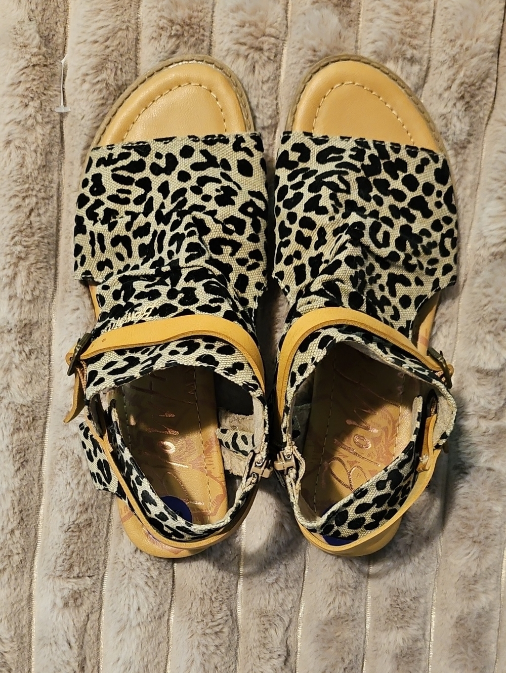 Leopard Print Women’s Sandals with Yellow Trim